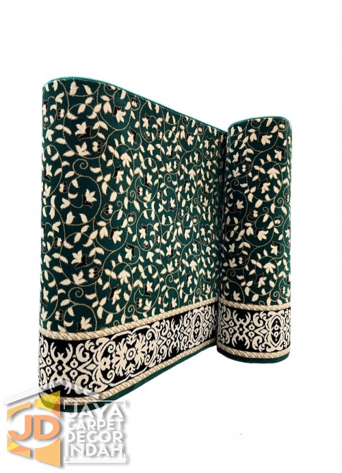Karpet Sajadah Akmal Hijau Motif Bunga / Batik 120x600, 120x1200,120 x 1800, 120 x 2400,120 x 3000.